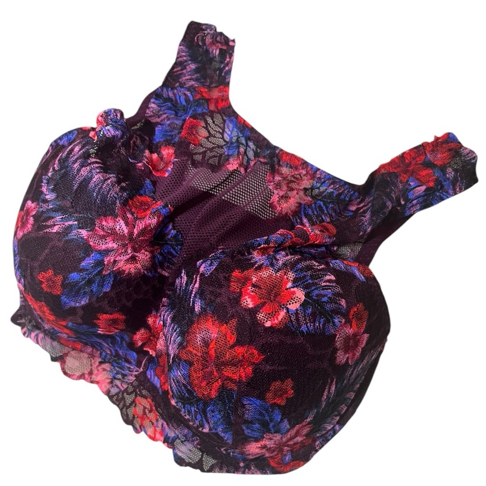 VICTORIA SECRET PINK VIVID FLORAL LACE PADDED UNDERWIRE BRA SIZE M DD - Picture 3 of 16